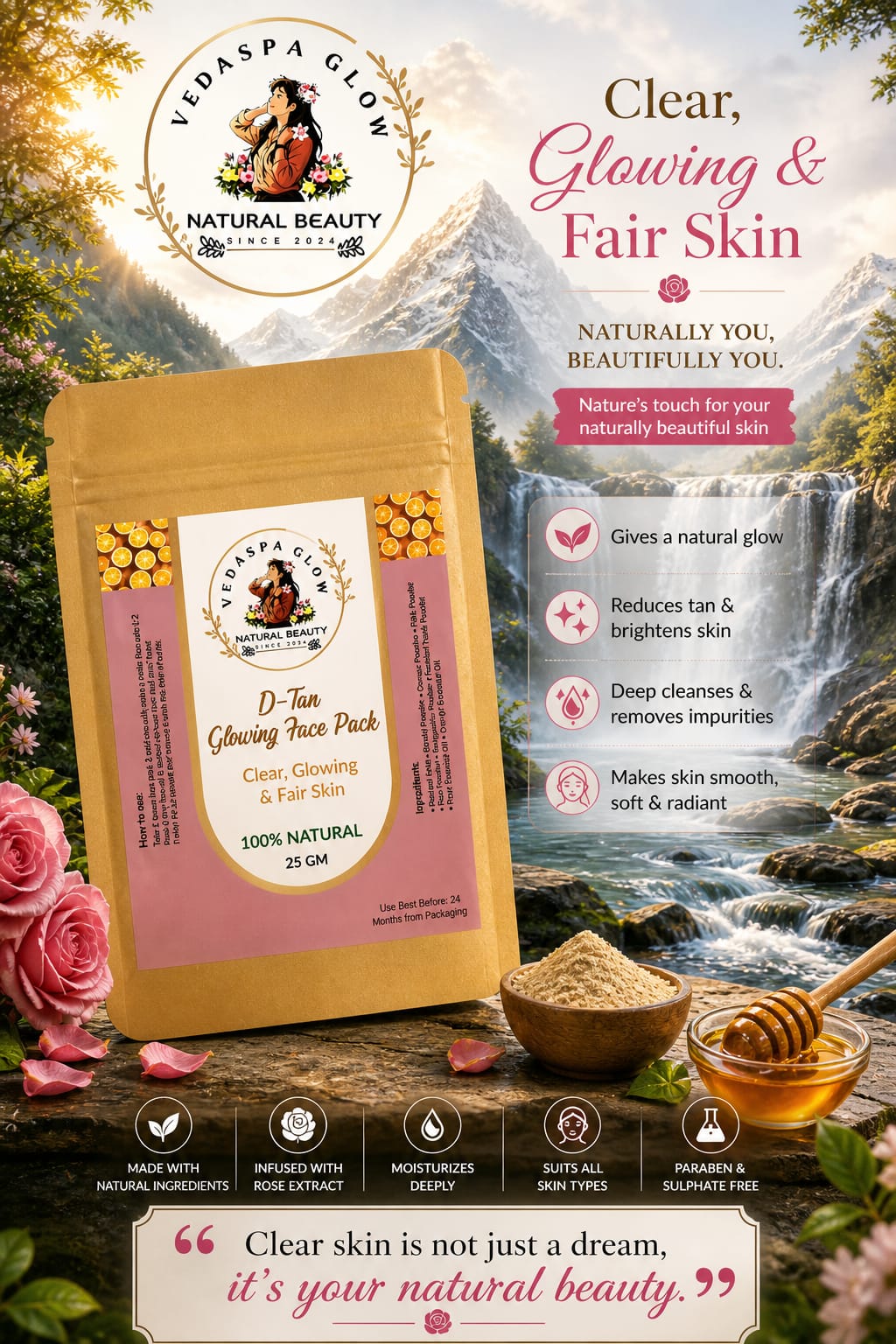 Vedaspa Radiance Reset – Herbal D-Tan Glow Face Pack of 2