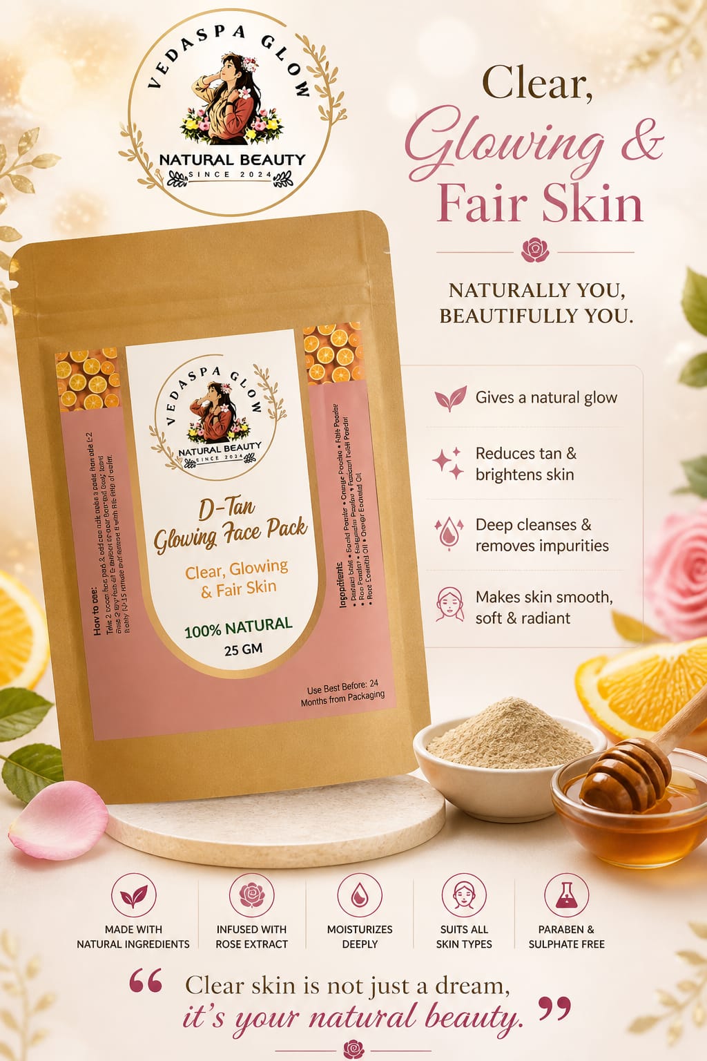 Vedaspa Radiance Reset – Herbal D-Tan Glow Face Pack of 2