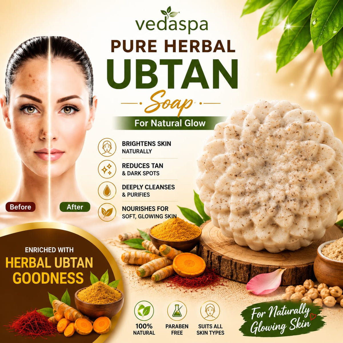 Pure Herbal Ubtan Soap – (100 gm Soap)