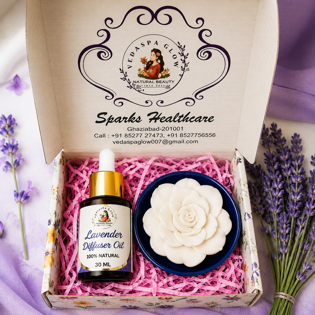 Diffuser Oil with Clay Flower