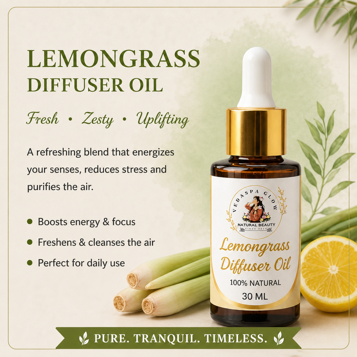 Lemongrass Diffuser with Clay Flower