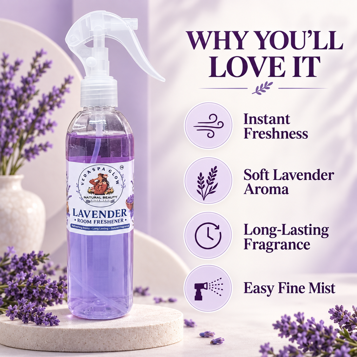 VedaSpa Glow Lavender Room Freshener benefits