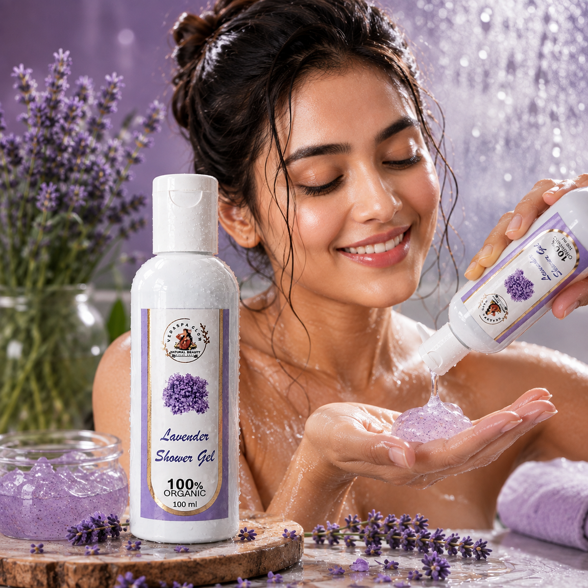 How to use VedaSpa Glow Lavender Shower Gel