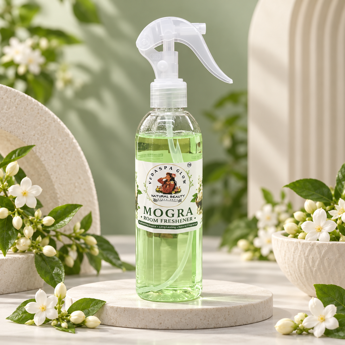 VEDASPA GLOW Mogra Room Freshener premium product showcase