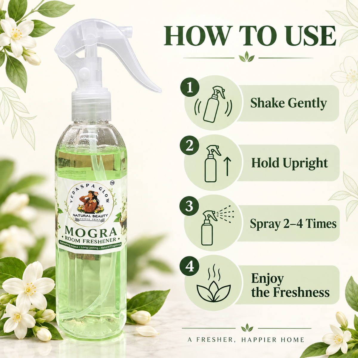 How to use VEDASPA GLOW Mogra Room Freshener