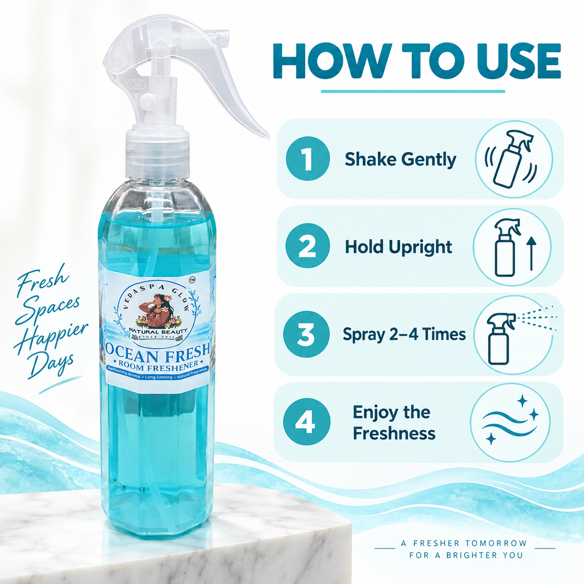 How to use VEDASPA GLOW Ocean Fresh Room Freshener