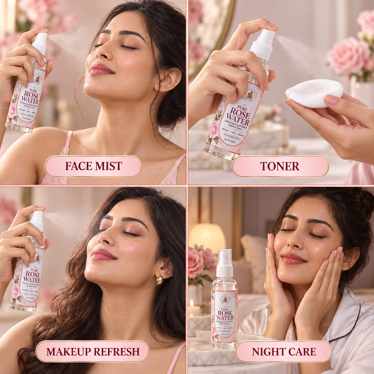 Four ways to use VedaSpaGlow Pure Rose Water