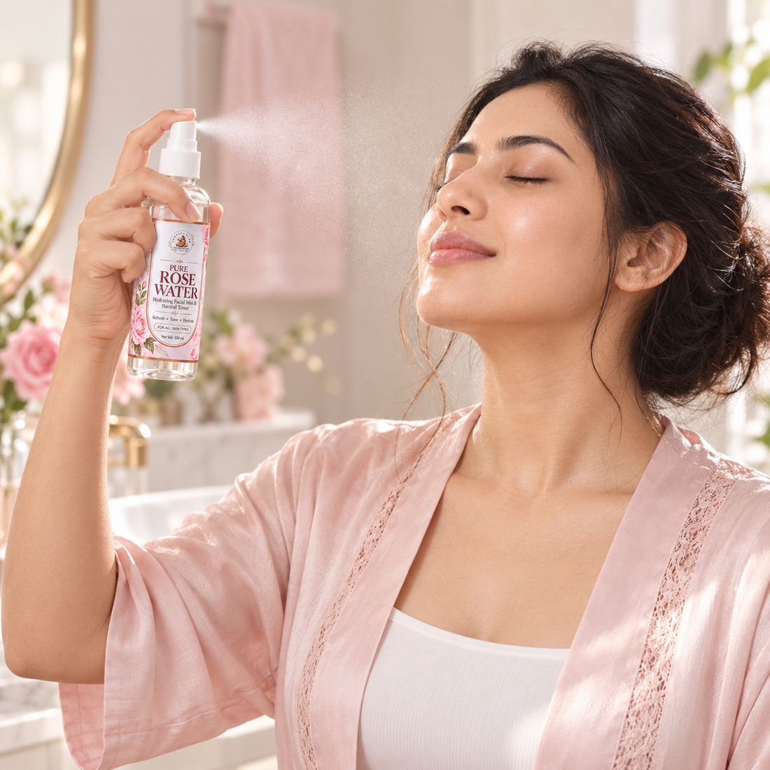 VedaSpaGlow Pure Rose Water 100 ml front product view
