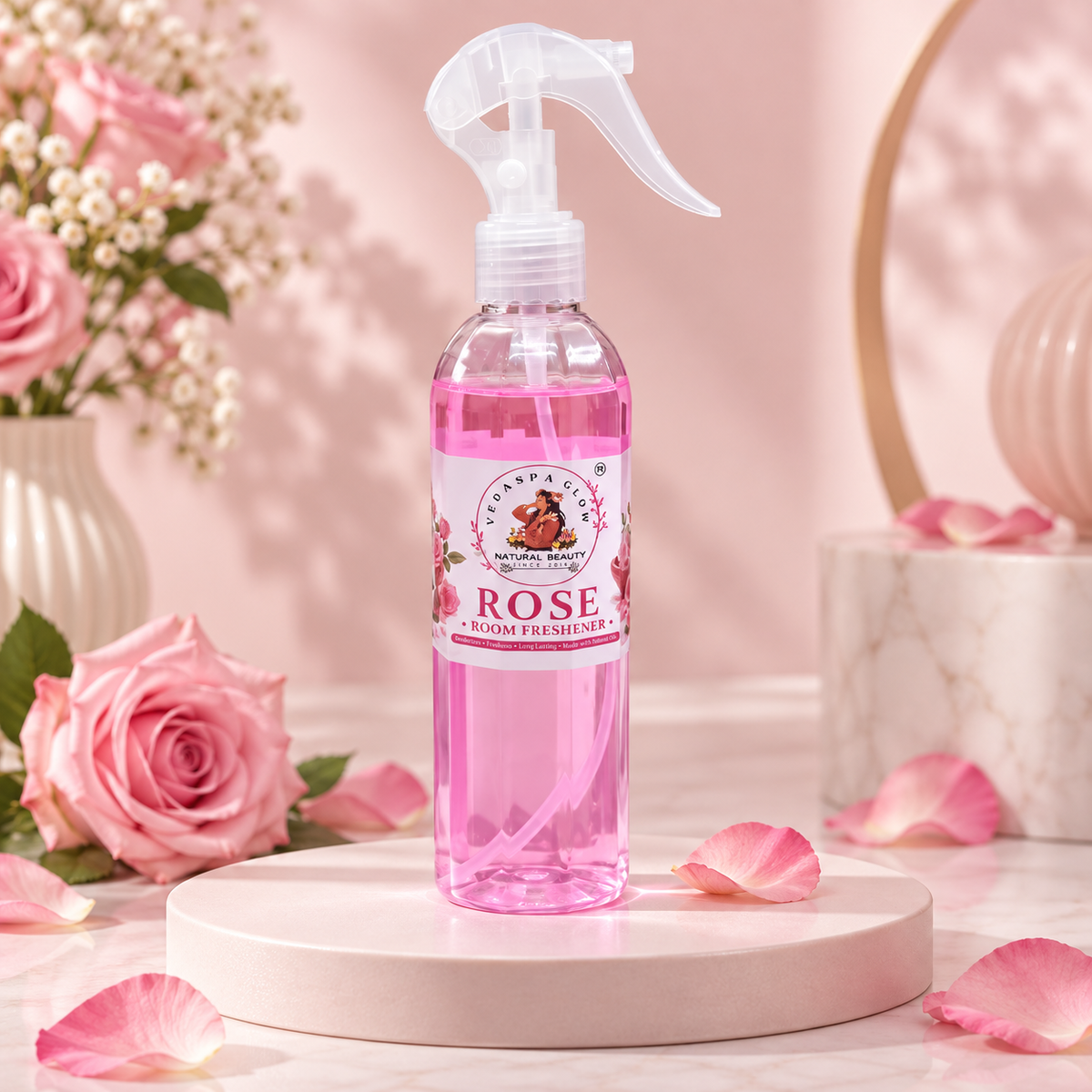 VEDASPA GLOW Rose Room Freshener premium product showcase