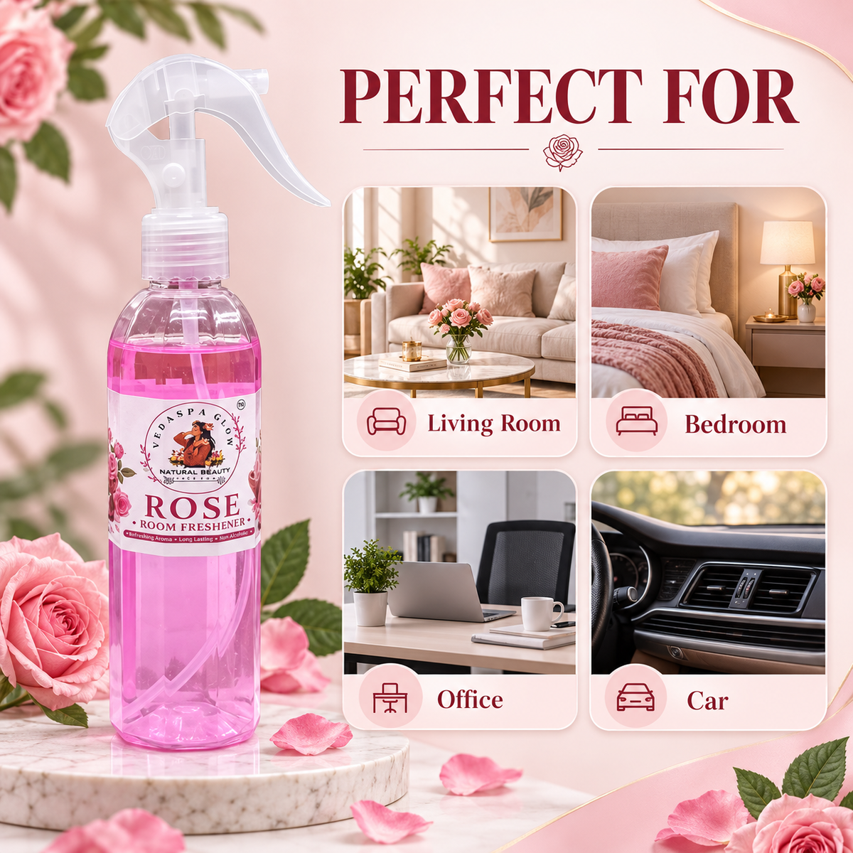 Rose Room Freshener suitable for living room bedroom office and car