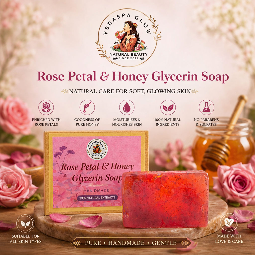Vedaspa Velvet Bloom – Rose & Jasmine Luxury Bath Soap pack of 3