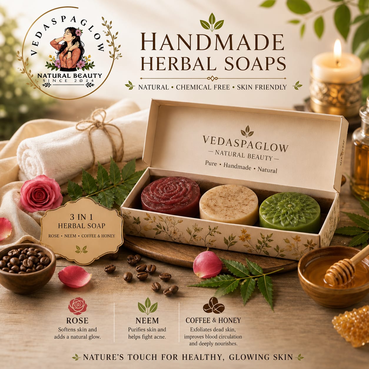 NEEM & TULSI GLYCERIN SOAP PACK OF 3 - Image 5