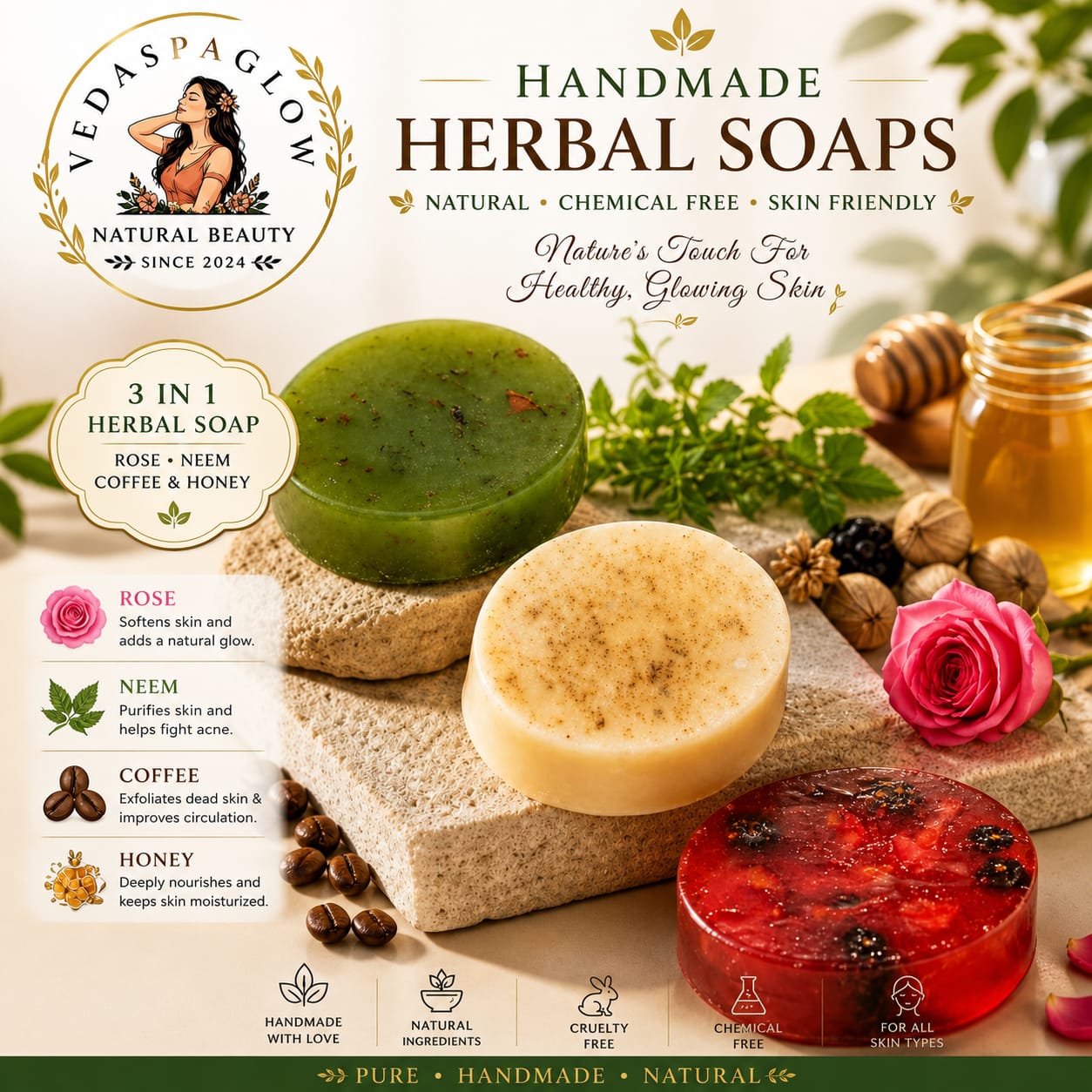 NEEM & TULSI GLYCERIN SOAP PACK OF 3 - Image 4